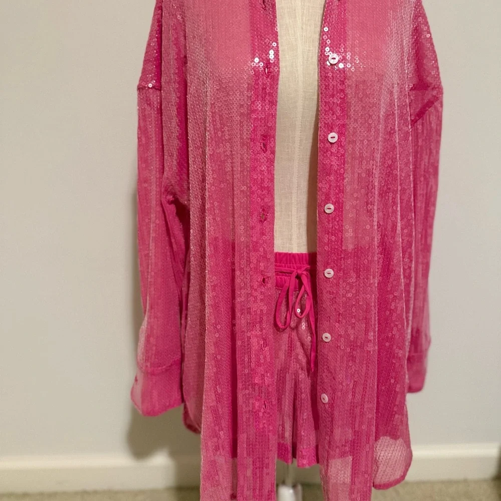 Victoria's Secret Hot Pink Sequin Swim Coverup - Picture 3 of 7
